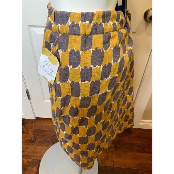 Boden Brown & Gray Geometric Patterned Mini Skirt Elastic Waist, Size 16 - Picture 4 of 7